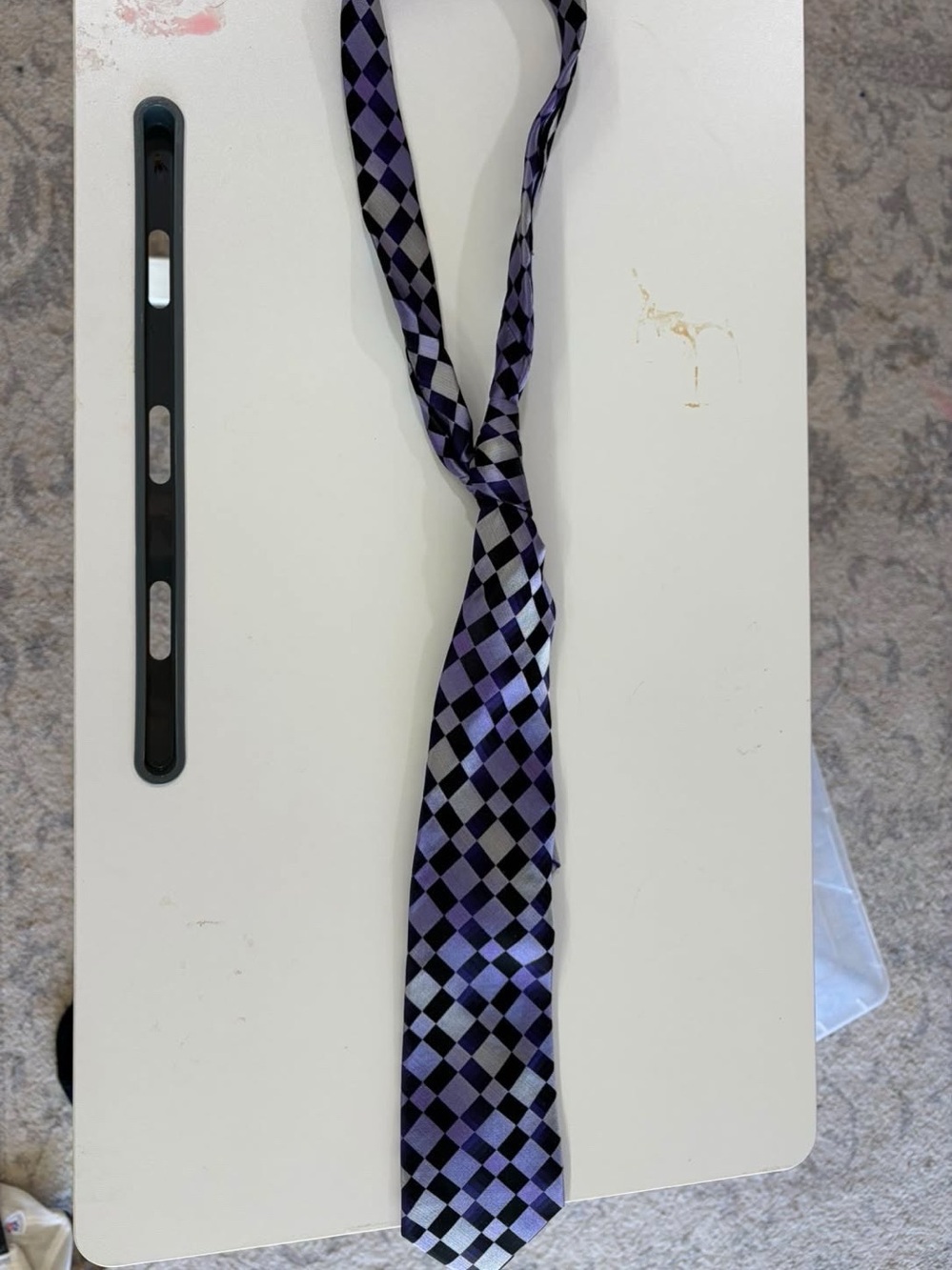 Bugatti Purple and Black Checkered Silk Tie
